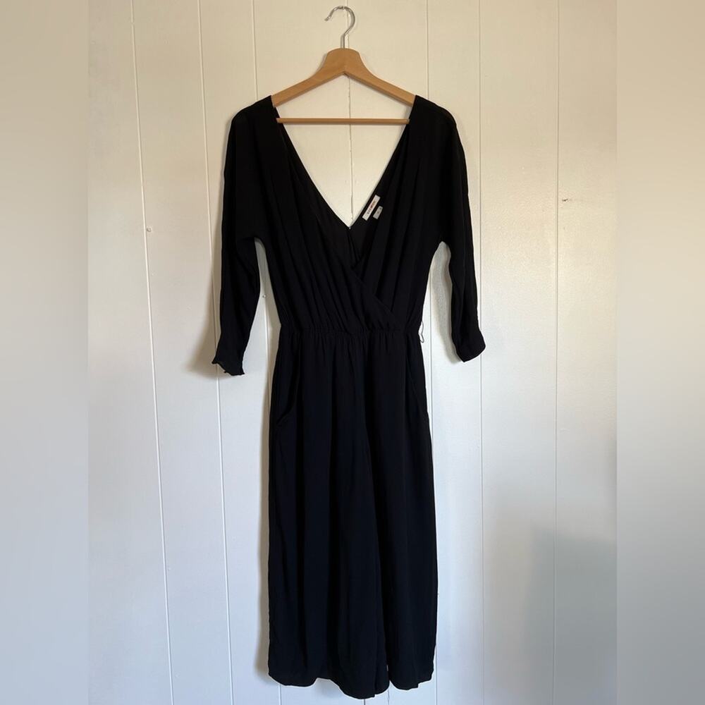 Babaton aritzia cropped wide leg jumpsuit crepe elastic waist 3/4 sleeve fall